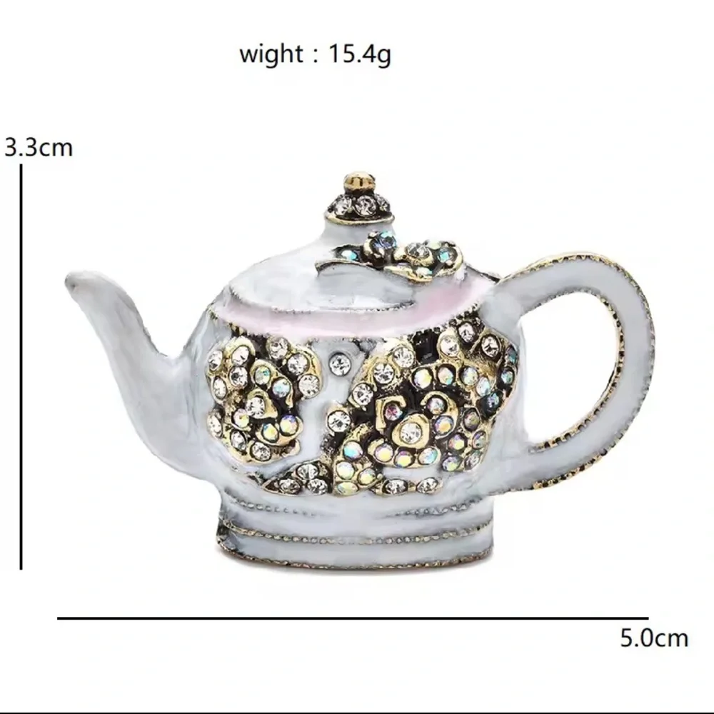 Vintage Red Teapot Crystal Brooch